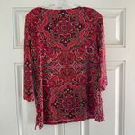 Charter Club Womens V-Neck Red Paisley Tunic Dress With 3/4 Sleeves Photo 4