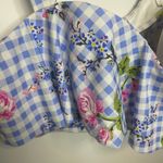 Eloquii NWT Garden Party Bikini Top 22W Blue Gingham Floral Swim Ruffle Beach Photo 2