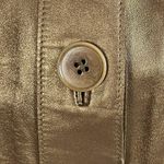 Talbots Petites 8 Soft Gold Metallic Button Closure 100% Leather Jacket Luxury Photo 5