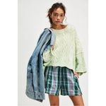 Free People  Washed Ashore Cable Knit Sweater in Candy Mint Combo XS NWT Photo 7