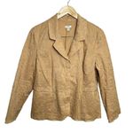 J.Jill Ginger 100% Cotton Boho Embroidered Lined Blazer Jacket Size 12 p Tan Tan Photo 1