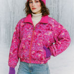 Helly Hansen Vintage 90s Hansen pink sea life‎ floral bomber jacket size large women Norway Photo 0