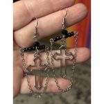 Black and Silver Gothic Cross Earrings – NWT Photo 1