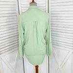 Maeve  By Anthropologie‎ Tie Front Button Down Blouse Shirt Mint Green Small Photo 5