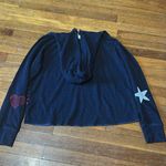 Sundry Cropped Navy Hoodie with Americana Details, Sz Small Photo 2