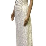 Tahari  Arthur S Levine Cream Lace and Sequin Zip Back Maxi Dress Gown Womens 8 Photo 2