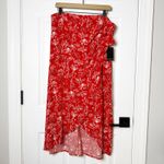 Eloquii  Red Coral Print Wrap Midi Skirt Size 16 NEW Photo 1