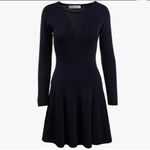 Trina Turk  Lucia Long Sleeve Fit and Flare Sweater‎ Dress in Navy Size Small Photo 8
