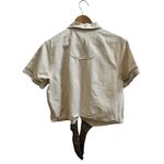 Cabin creek  Linen Blend Zebra Embroidered Button Front Waist Tie Top Large Y2K Photo 1