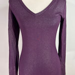 EXPRESS  Women's Glittery V Neck Long Sleeve‎ Fitted Top SMALL NWT Photo 0