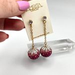 Amrita Singh  Austrian Crystal Ball Drop Pink Chain Earrings Photo 2