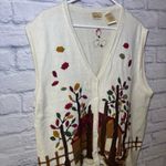 Vtg Bobbie Brooks Sweater Vest Women Embroidered Fall Leaves 22 Photo 7