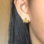 Gold Bow Hoops Earrings Photo 3