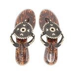 Jack Rogers  Georgica Jelly Tortoise Brown Thong Medallion Flip Flop Sandals 8 Photo 2