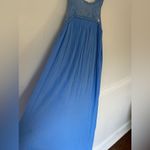 Flying Tomato Blue Sleeveless Floral Eyelet Scoop Neck Maxi Dress Size L Photo 4