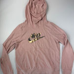 Nike  Hoodie Pullover Sweatshirt Gold Logo Athleisure Comfy Pink Size‎ S Photo 0