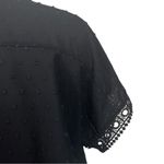 Dokotoo Top Black Chiffon Lace Crochet Button Back Crew Neck Women’s Size XL Photo 9
