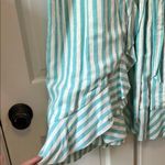 Draper James NWT Teal and White Puff Sleeve True Wrap Linen Mini Dress - Size XL Photo 7