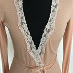 Moda Vintage Peach Wrap around Sweater with Lace Photo 1