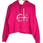 Calvin Klein  Jeans Pink Cropped Hoodie Sweatshirt Logo Size M Photo 0