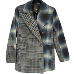 7 For All Mankind ‎ Mixed Plaid Double Breasted Wool Blend Blazer Jacket Size XS Photo 2