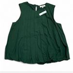 Madewell Sleeveless Crewneck pleated Top Summit Green Christmas holiday party Photo 1