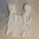 Anthropologie White Ruffled Corset Tank Top Puffy Sleeves Women’s Size Small Photo 1