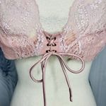 Victoria's Secret  Dusty Rose Pink Lace Plunge Bra Size 38D Tie Front Photo 1