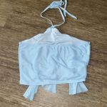 Pretty Little Thing Like New Blue Mesh Halter Frill Crop Top - US 2 Photo 1