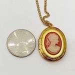 Vintage Gold tone Cameo Locket Necklace Photo 7