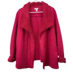 LL Bean Red Quilted Sherpa Trim Open Cardigan‎ Sweatshirt Pockets Size XL Photo 1