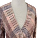 Splendid  Wrap Plaid Surplice High Low Long Sleeve Blouse Size Large Photo 6