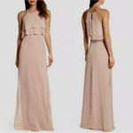 Jenny Yoo  COLLECTION Charlie Halter Ruffle Chiffon Blush Maxi Dress Gown Sz 2 Photo 1