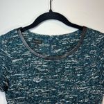 Talbots Marled Knit Faux Leather Trim Short Sleeve A-Line Dress Zip Office Sz 4 Photo 7