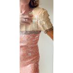 Vintage 80s Silk Sequin Pink Cocktail Dress Medium Fit Knee Length Sparkle Shine Size 6 Photo 8