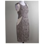 Antonio Melani Stanwick Sleeveless Khaki Geo Mesh Sheath Career Dress Size 14 Photo 1