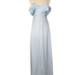 LPA  Shirred Cross Front Gown Blue Maxi Dress Size Small Front Slit Ruched Sz S Photo 8