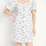 Old Navy NWT white & blue floral baby doll mini dress SZ M Peasant Photo 0