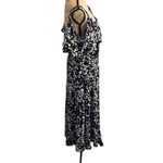Lane Bryant Black and White Cold Shoulder Split Flutter Sleeve Midi Dress lined Photo 2