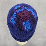 Blue Purple Crochet Knit Bucket Cap Hat Fun Vintage Y2K Funky Beanie Photo 4