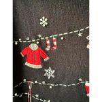 Black Holiday Sweater with Festive Embroidered Decorations Photo 2