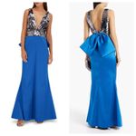 Sachin + Babi  Topanga Blue Silver Sequin Bodice Gown with Back Bow Size 6 Photo 1