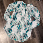 Target Women's Top in White, Black, and Teal Abstract Print Photo 0