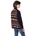 ZARA NWOT Embroidered Aztec Tribal Moto Leather Trim Jacquard Jacket Size Medium Photo 3