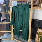 Tuckernuck  Rainforest Green Adah Satin Blouse & Erin Pants - Sz L ❤️🎀 Photo 2