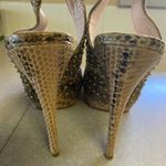 Zigi ny Urgent Snakeskin Leather Gold Studded Sling Back Prom Wedding He… Size 9 Photo 4