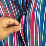 NYDJ Curves 360 Multicolor Striped Long Sleeve Blouse Large Semi Sheer Workwear Photo 5