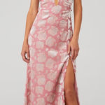 For Love & Lemons  Raya Pink Velvet Rosette Rose‎ Floral Maxi Dress Size M Photo 0