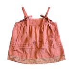 Kopal Block Print Bohemian Tank Top Shirt Blouse Bows Lace Trim Size XS NWT Red Photo 0