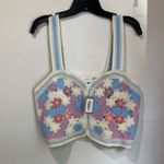Vestique  Crochet Knit Crop Tank Top Pastel Patchwork Boho Festival Retro Sz M/L Photo 1